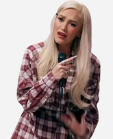 Gwen Stefani The Voice S026 Red Plaid Belted Shirt Dress For Women